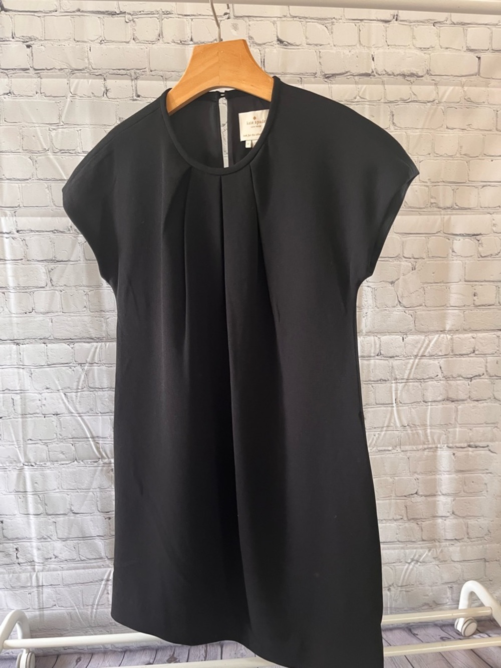 kate spade Black Pleated Front Round Neck Dress